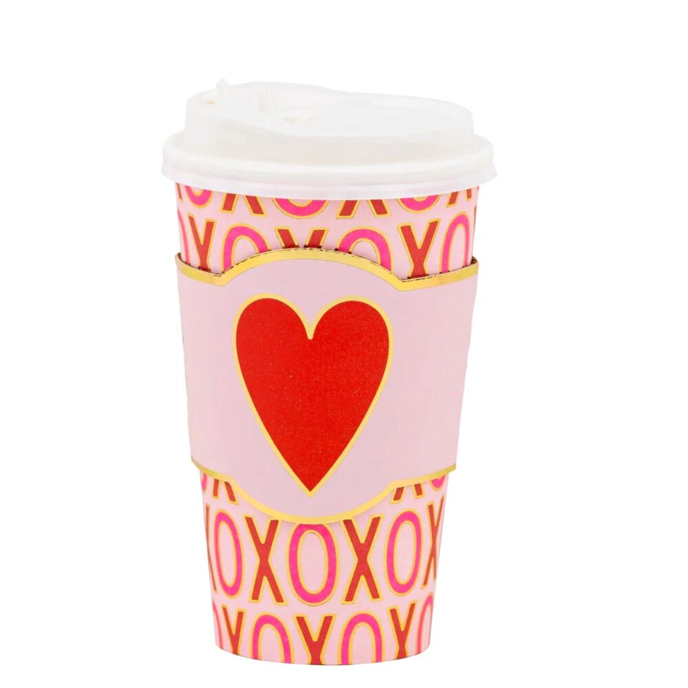 30pc Valentines Day XOXO To-Go Cups 16oz Disposable Pink & Red NEW